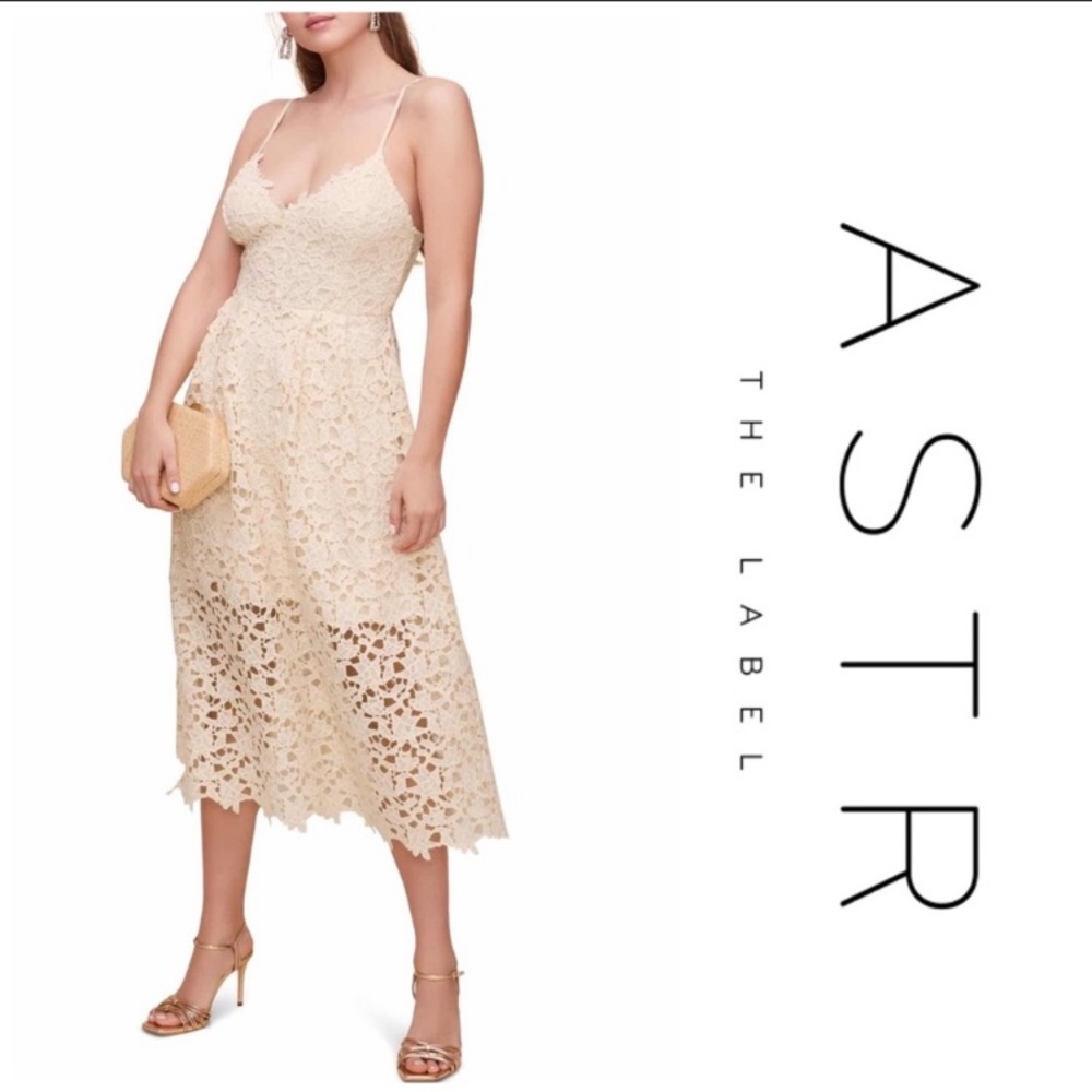 Astr Cream Lace Midi Dress - Picture 3 of 13